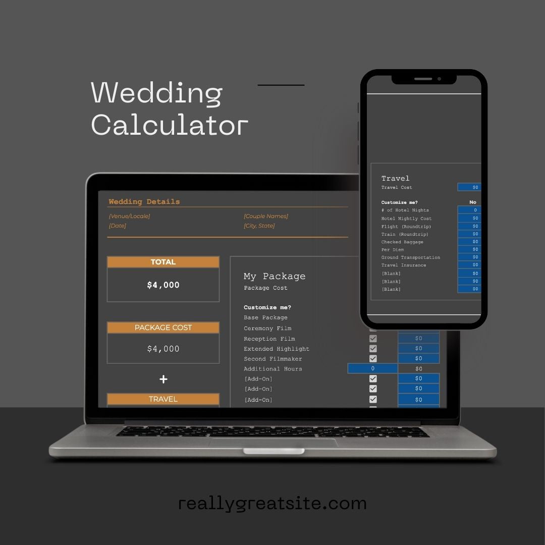 Very Simple Wedding Pricing & Travel Calculator